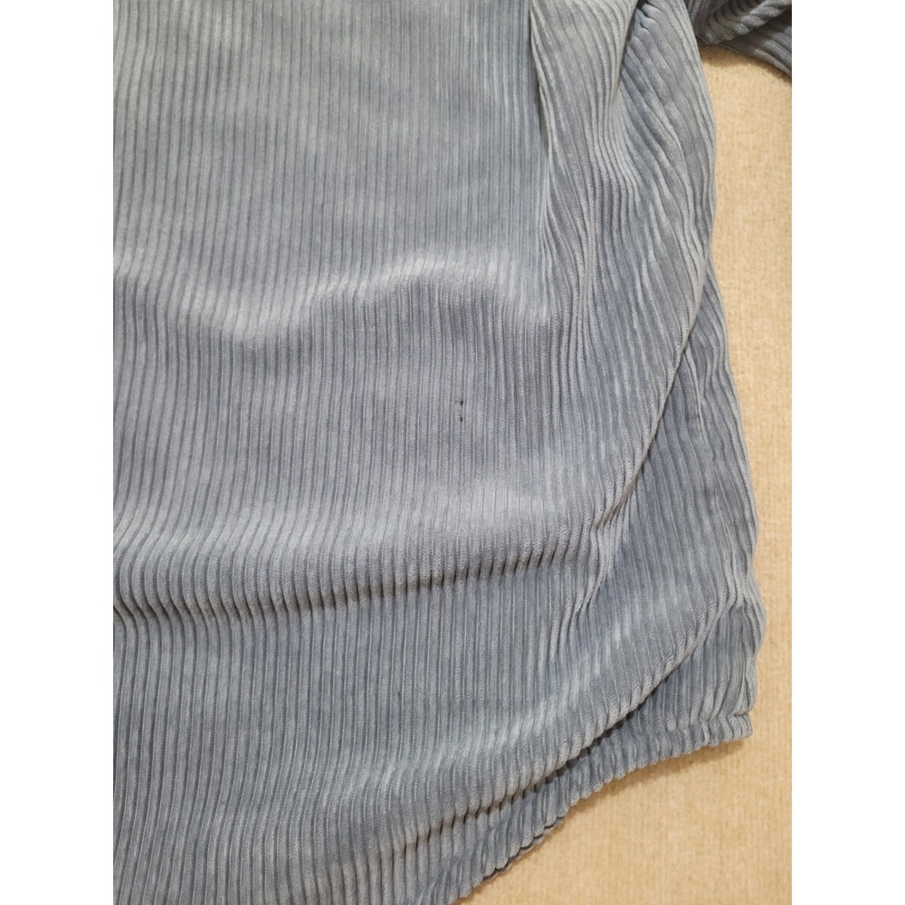 Wmns Reversible Corduroy Plaid Shirt Shacket Blue Button Front Lightweight - Picture 7 of 7